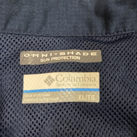 Columbia Shirt Navy Mesh-Lined Omni-Shade Shirt Jacket Button Down Woman's XL - Picture 2 of 11